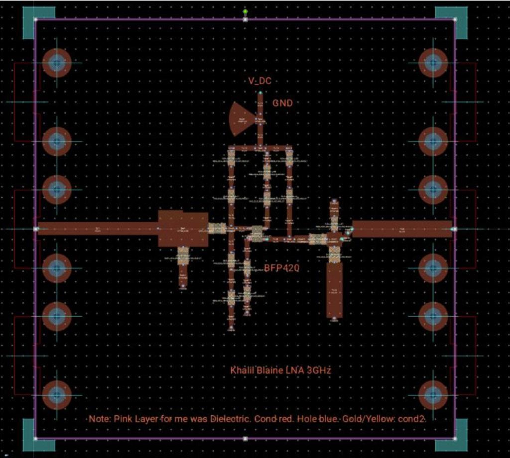 Low Noise Amplifier 3GHz PCB layout — Khalil Blaine